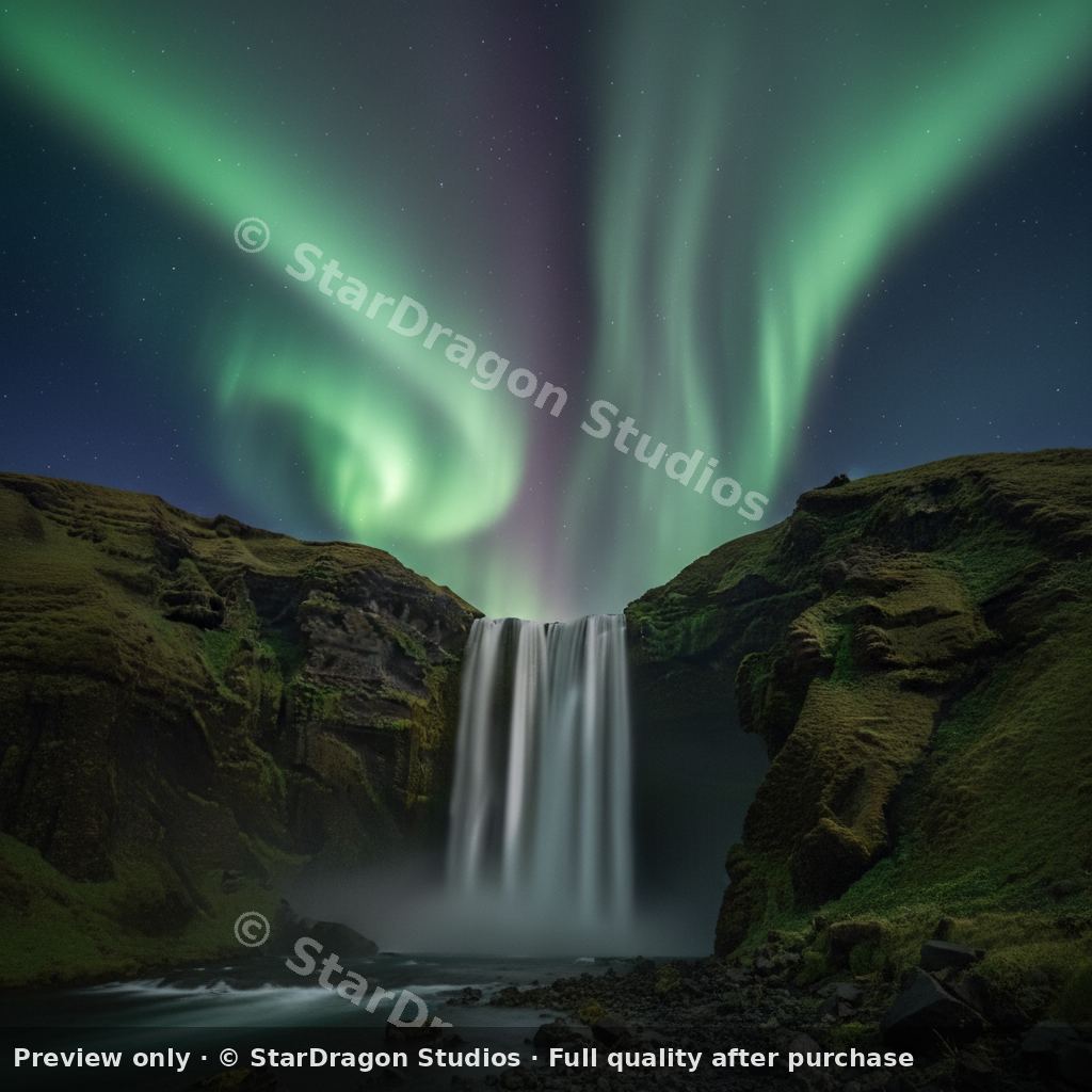 Northern Lights Waterfall